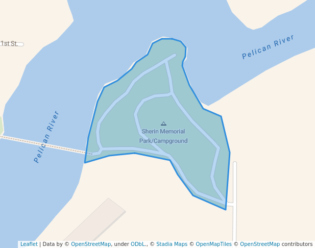 walking in Sherin Park and Campground map in Pelican Rapids