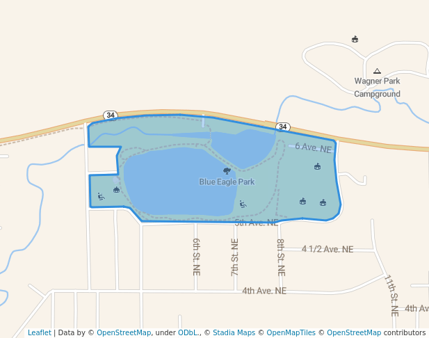 walking in Blue Eagle Park map in Barnesville