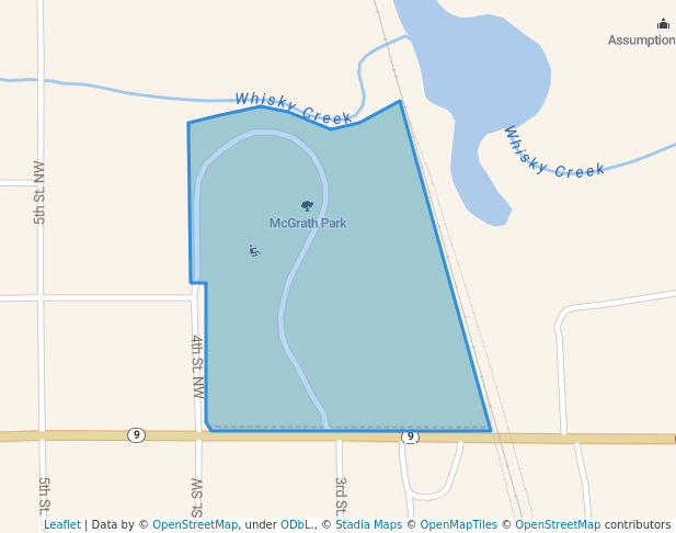 walking in McGrath Park map in Barnesville