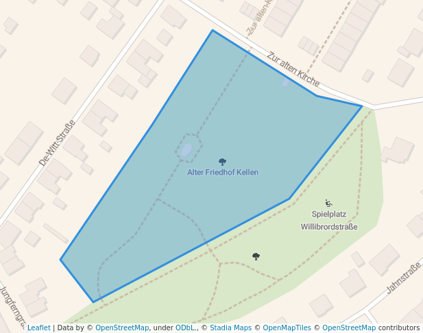 walking in Alter Friedhof Kellen map in Kleve