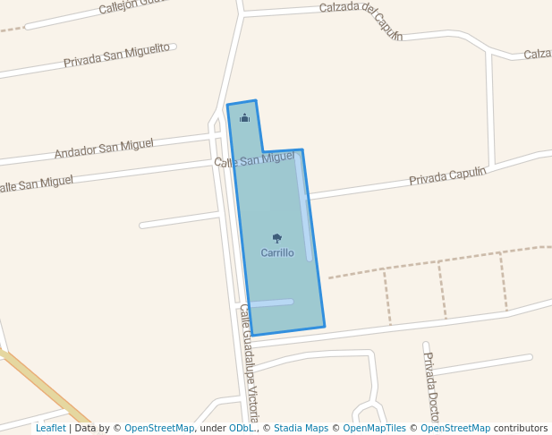 walking in Carrillo map in Santiago de Querétaro