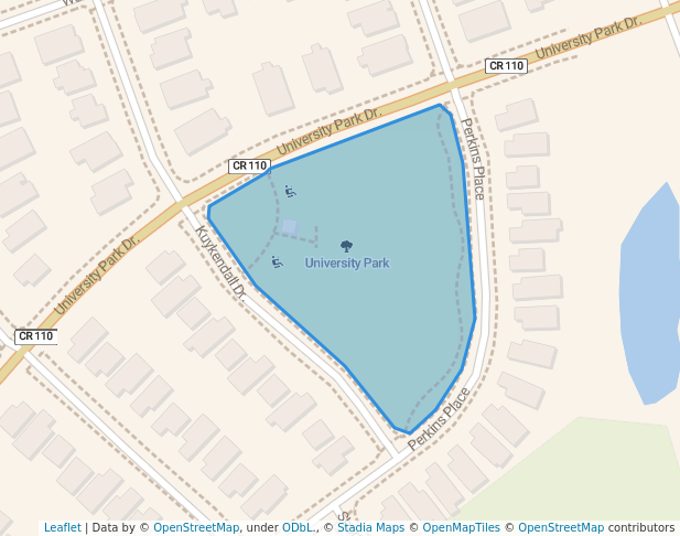 walking in University Park map in Georgetown