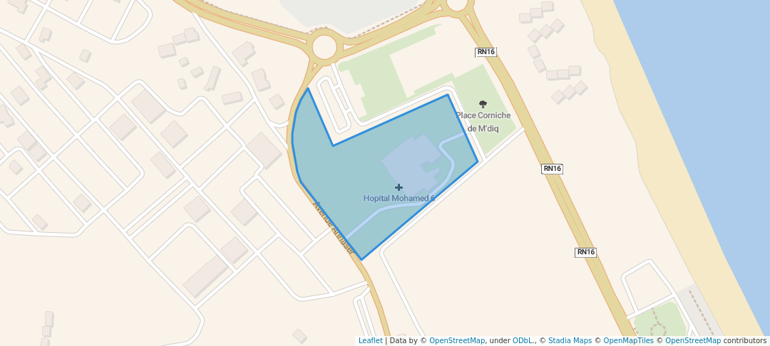 walking in Jardin d'Hopital Mohamel 6 map in M'diq