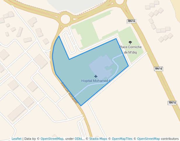 walking in Jardin d'Hopital Mohamel 6 map in M'diq