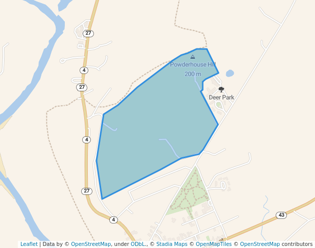 walking in Flint Woods map in Farmington