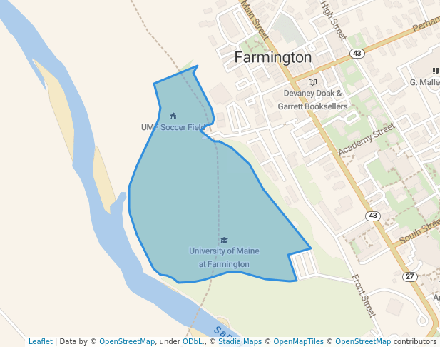walking in Prescott Field map in Farmington