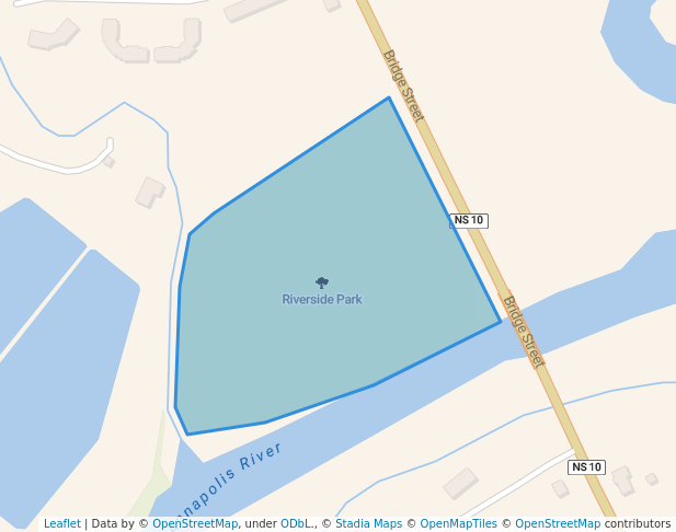 walking in Riverside Park map in Middleton