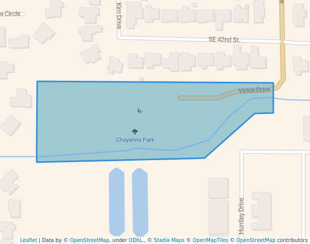 walking in Cheyenne Park map in Del City