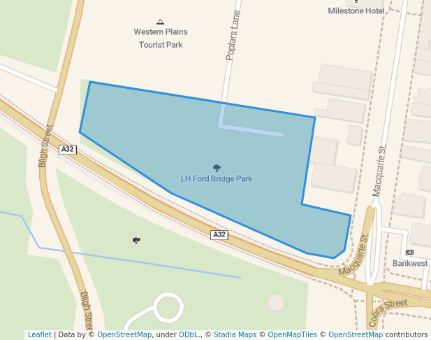 walking in LH Ford Bridge Park map in Dubbo