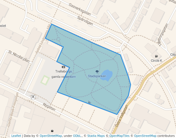 walking in Stadsparken map in Trelleborg