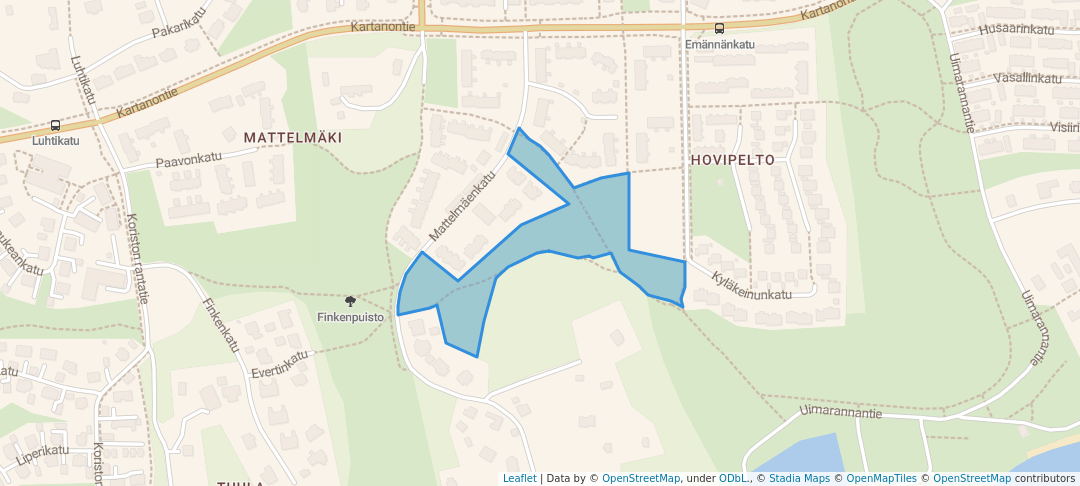 walking in Mattelmäenpuisto map in Kaarina