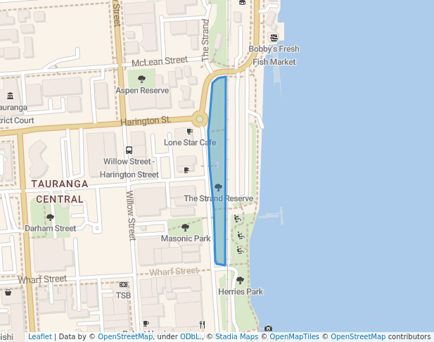 walking in The Strand Reserve map in Tauranga