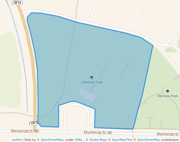walking in Lakeview Park map in Warroad