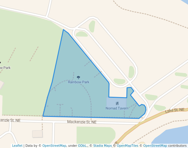 walking in Rainbow Park map in Warroad