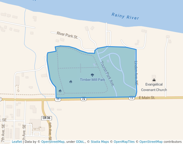 walking in Timber Mill Park map in Baudette