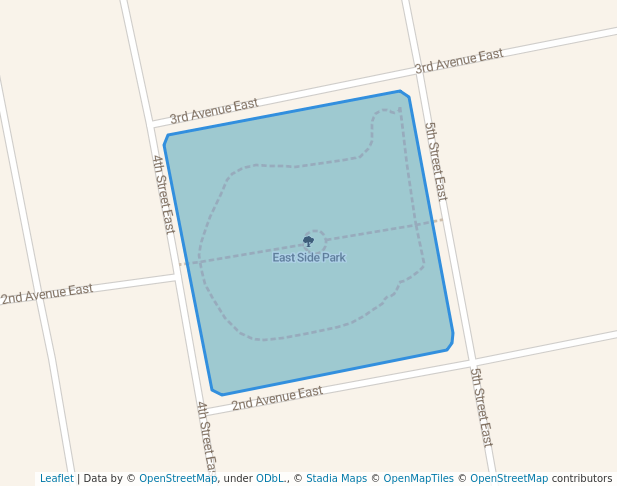 walking in East Side Park map in Ada