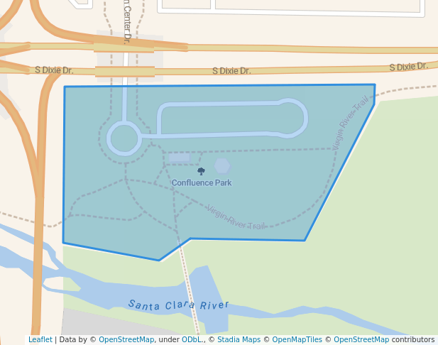 walking in Confluence Park map in St. George