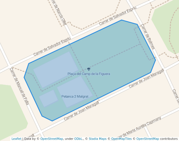 walking in Plaça del Camp de la Figuera map in Malgrat de Mar