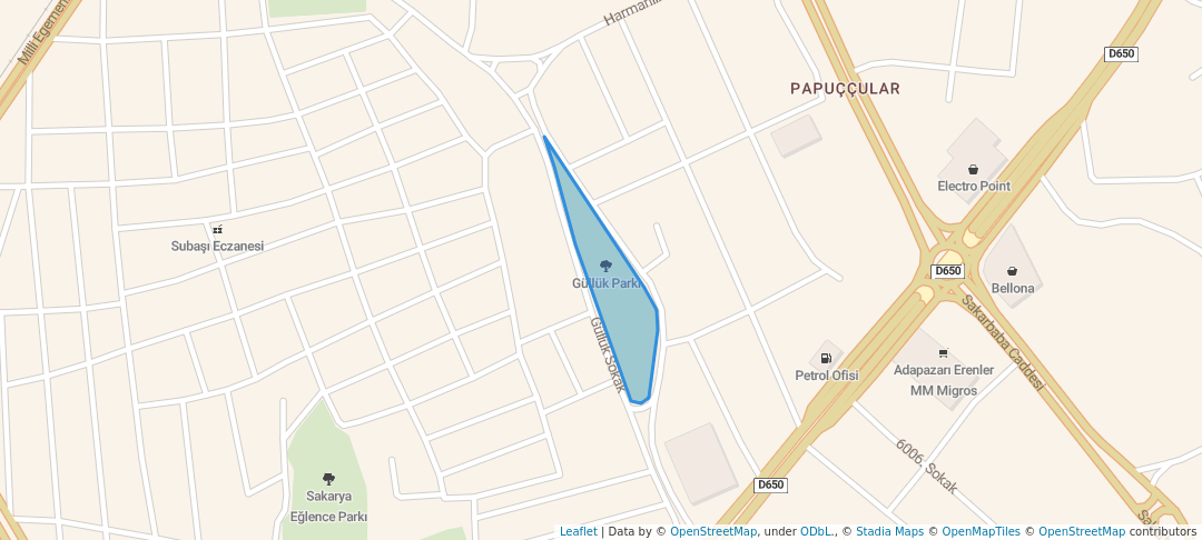 walking in Güllük Parkı map in Sakarya