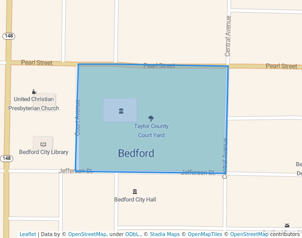 walking in Taylor County Court Yard map in Bedford