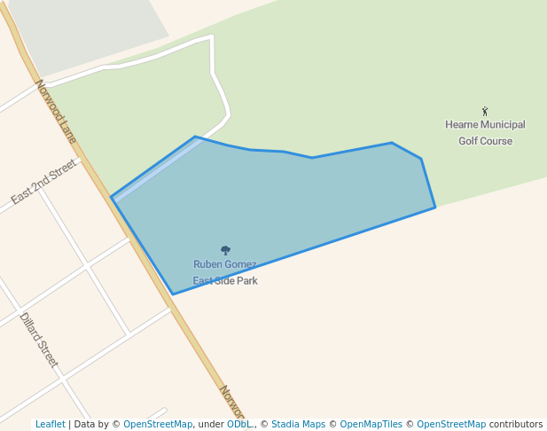 walking in Ruben Gomez East Side Park map in Hearne