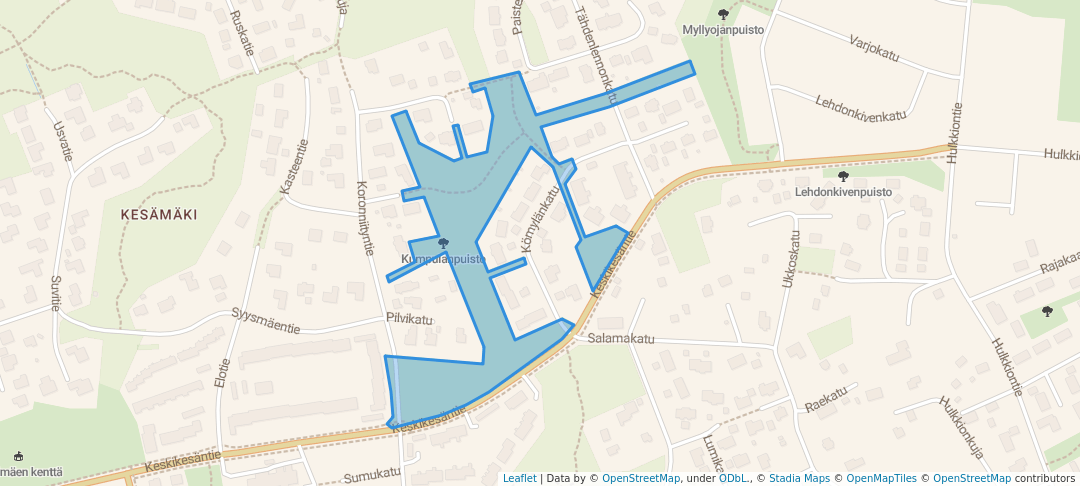 walking in Kumpulanpuisto map in Kaarina