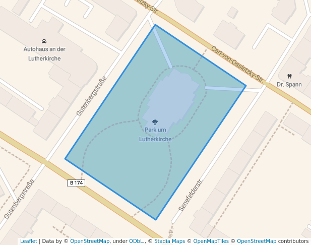 walking in Park um Lutherkirche map in Chemnitz