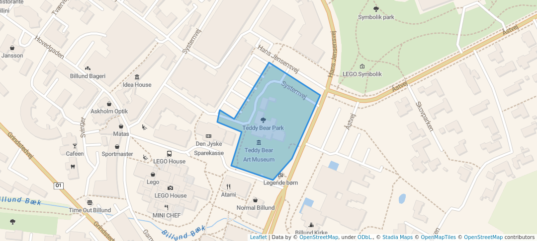 walking in Teddy Bear Park map in Billund