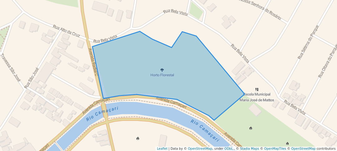 walking in Horto Florestal map in Camaçari