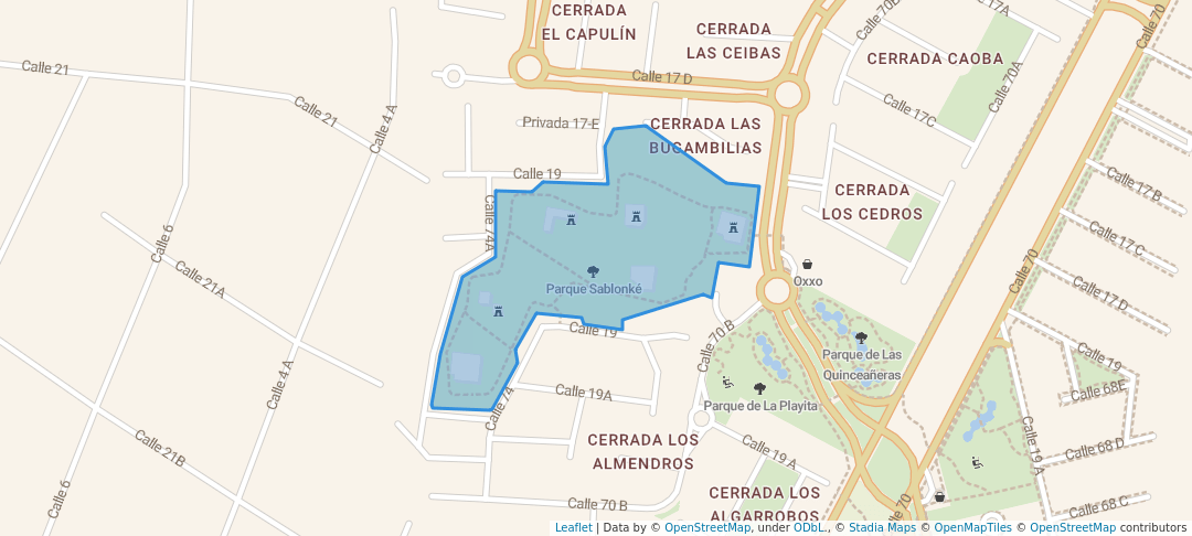 walking in Parque Sablonké map in Caucel