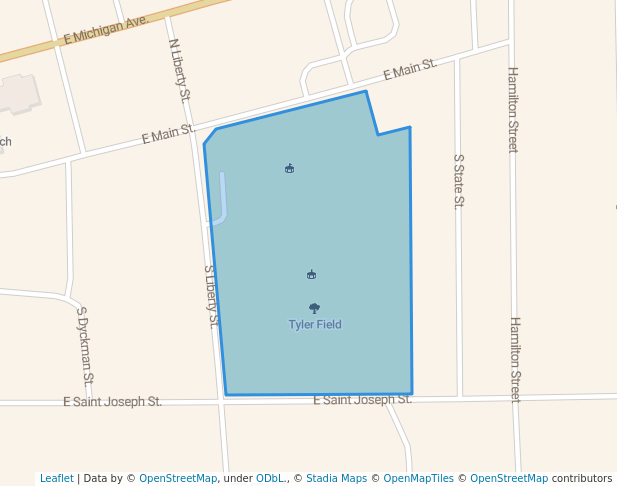 walking in Tyler Field map in Paw Paw