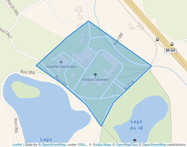 walking in Parque Caramelo map in Seropédica