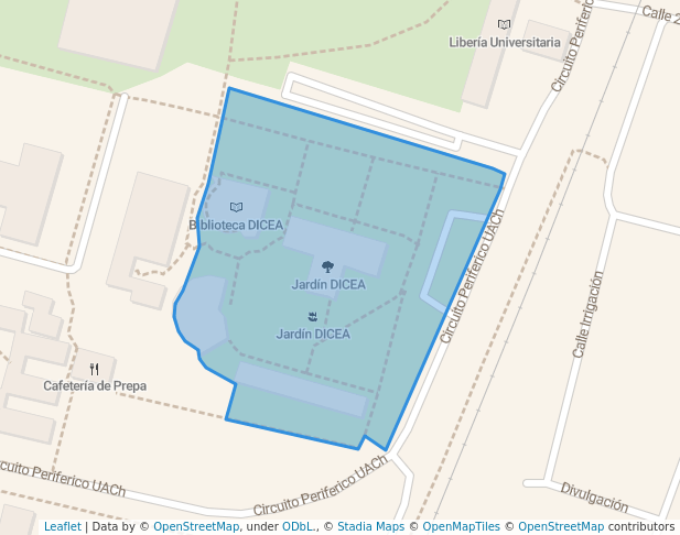 walking in Jardín DICEA map in Texcoco