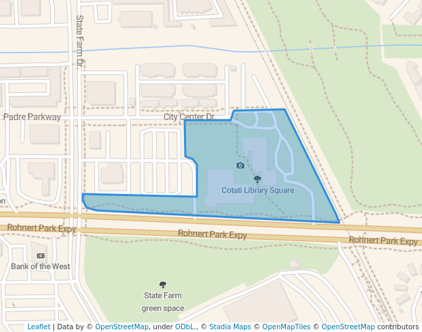 walking in Cotati Library Square map in Rohnert Park