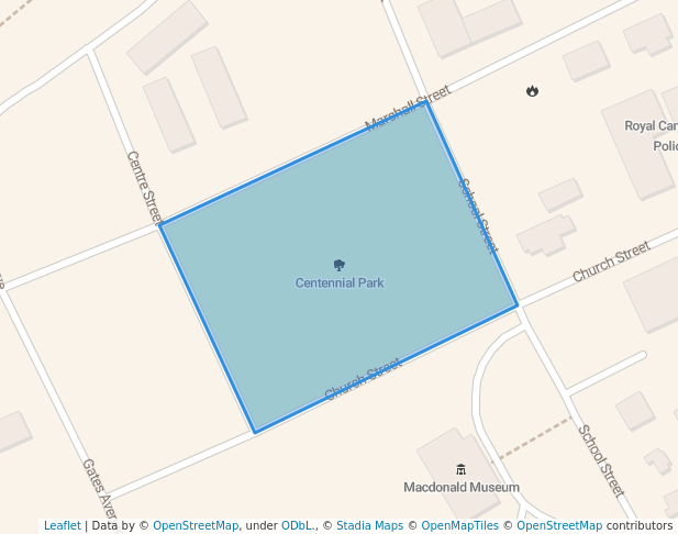 walking in Centennial Park map in Middleton