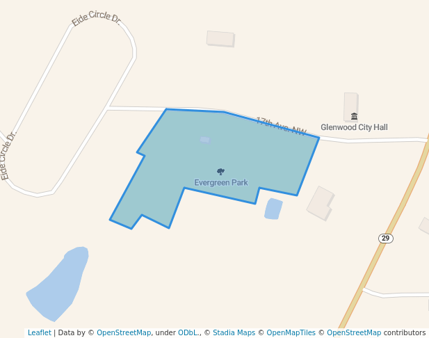 walking in Evergreen Park map in Glenwood