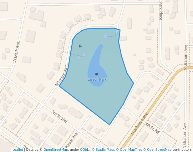 walking in Larson Park map in Fosston