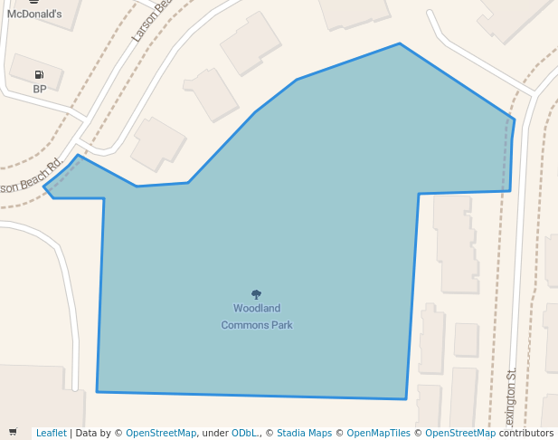 walking in Woodland Commons Park map in McFarland