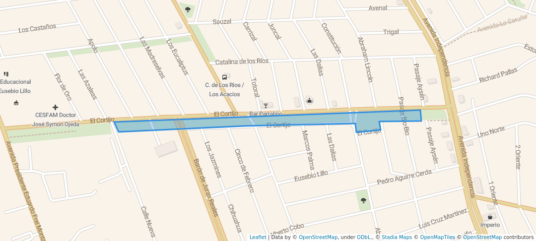 walking in Plaza El Cortijo map in Conchalí