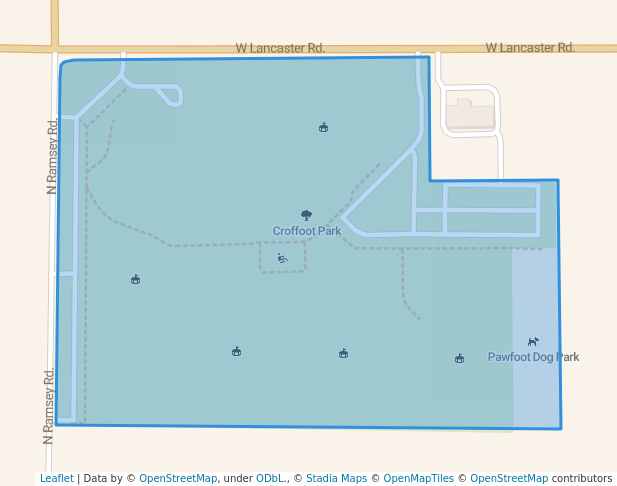walking in Croffoot Park map in Hayden