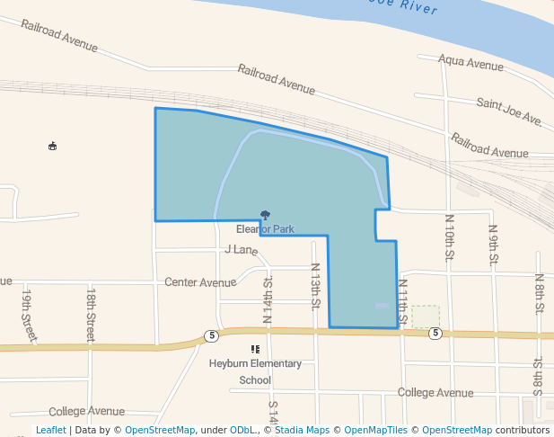 walking in Eleanor Park map in Saint Maries