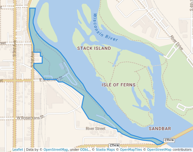 walking in Riverside Park map in Wausau