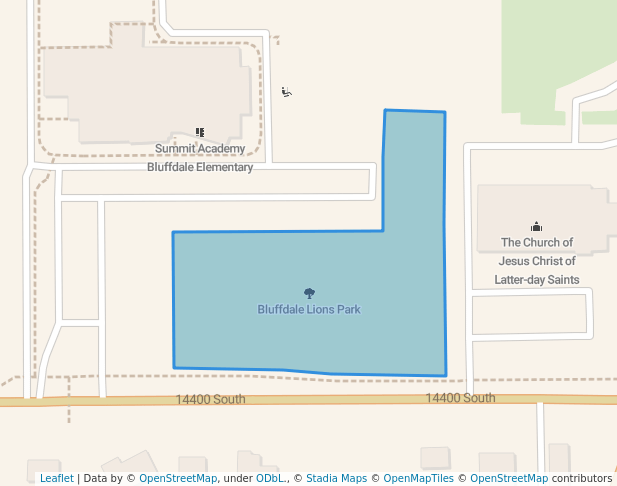 walking in Bluffdale Lions Park map in Bluffdale