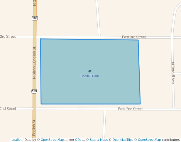 walking in Cordell Park map in New Cordell