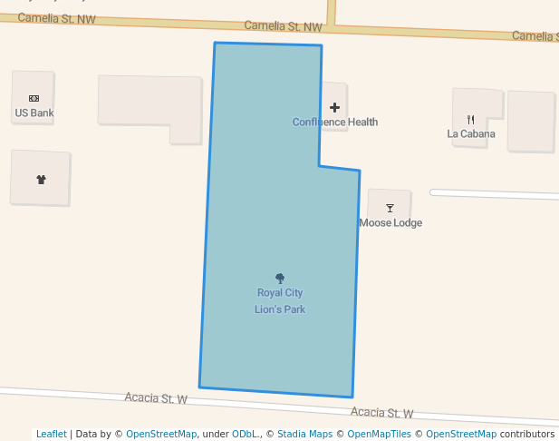 walking in Royal City Lion's Park map in Royal City