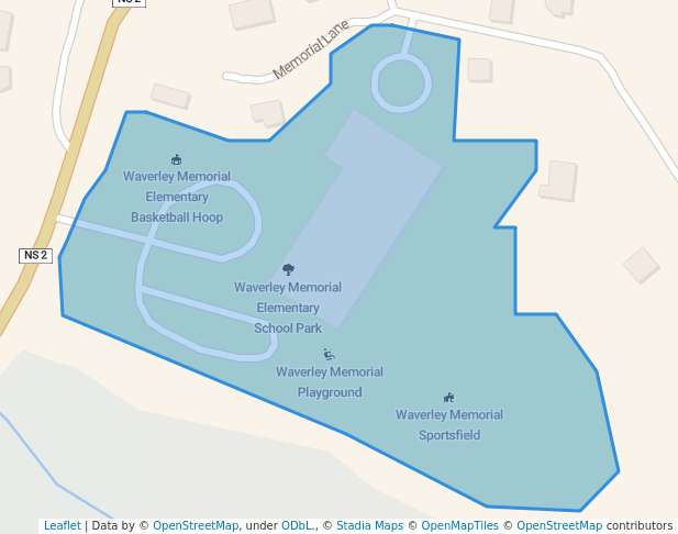 walking in Waverley Memorial Elementary School Park map in Waverley