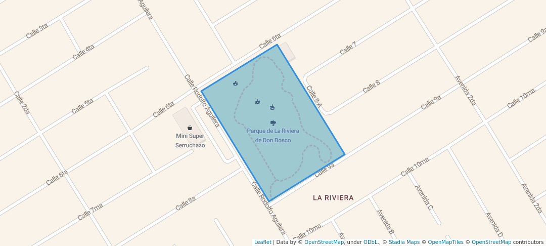 walking in Parque de La Riviera de Don Bosco map in 41901
