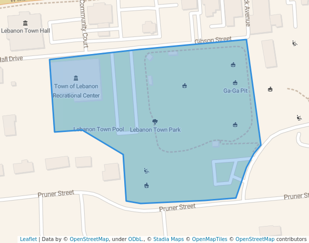 walking in Lebanon Town Park map in Lebanon