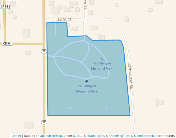 walking in Paul Bunyan Memorial Park map in Kelliher