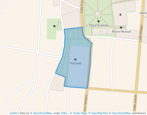 walking in Plazoleta map in Teocaltiche